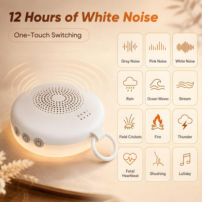Portable Sound Machine White Noise Machine 12 Sound 6 Lighting Levels Timer