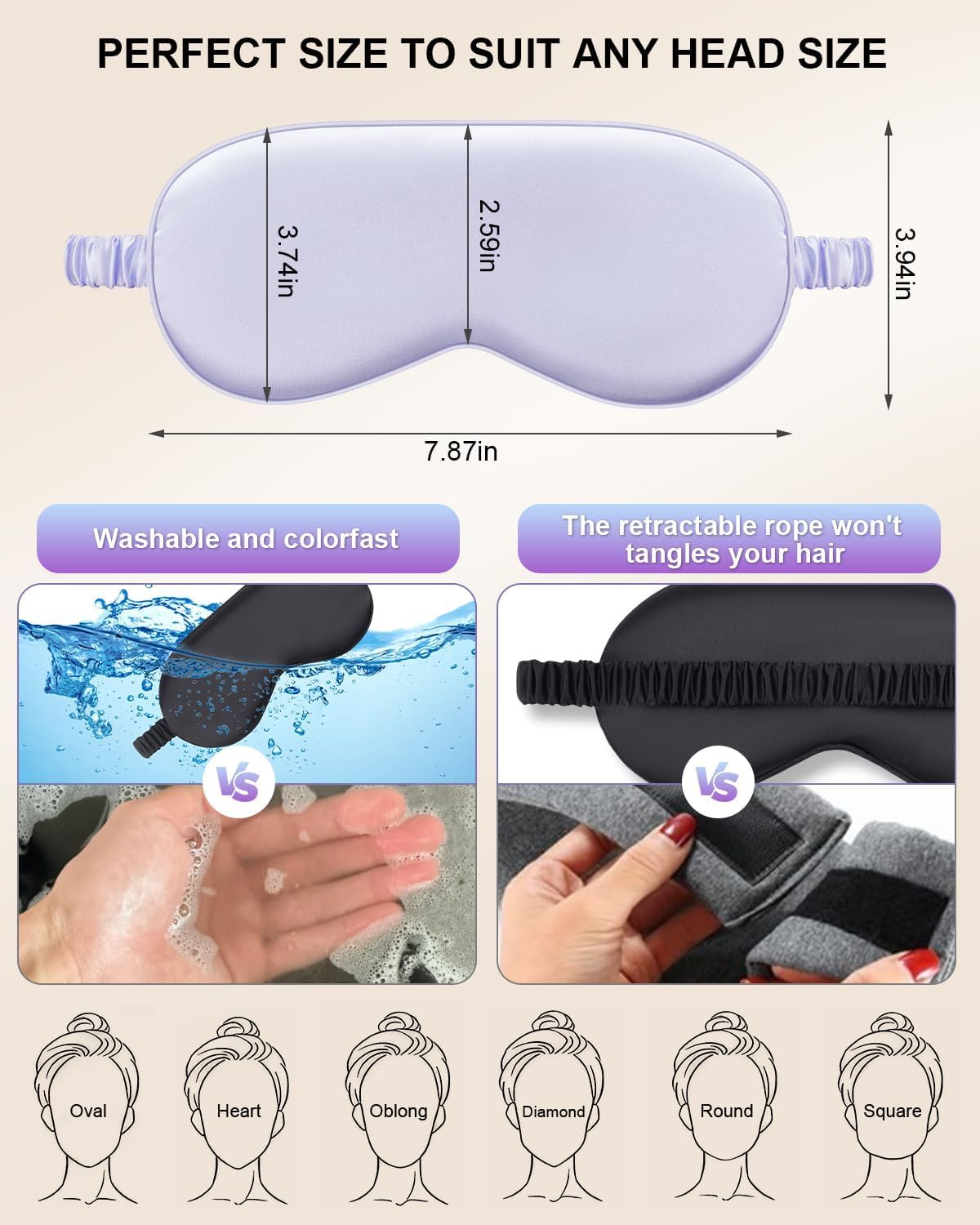 IEKEODI 2 Pack Silk Sleep Masks, Light Blocking Eye Masks, Black & Purple