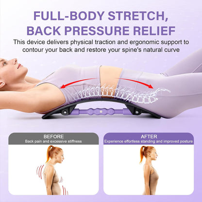 Back Stretcher for Lower Back Pain Relief | Wide Adjustable Honeycomb Lumbar Support Board | Soft Back Cracker Sciatica Pain Relief & Spinal Decompression | Portable Home Office Travel