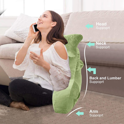 SLIGUY Reading Pillow for Sitting in Bed Couch Adult, Back Pillow with arm Support and Pockets, Adult Back Pillow Bed Chair for Bed Rest, Reading, Watching TV, Gaming for Boys and Girls Dark Grey