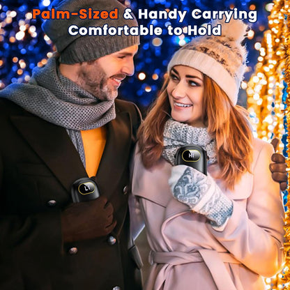 Electric Hand Warmers Rechargeable with Flashlight, LED Display, 17Hrs Warmth, Dual-Side 4 Levels Fast Heating Portable Pocket Heater for Hunting, Camping, Golf, Outdoor, Gifts for Women/Men