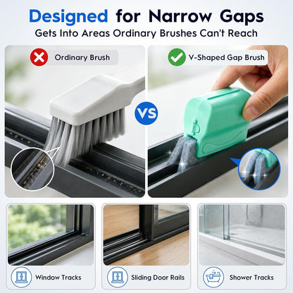 Window Track Cleaning Tools, 15 Pcs Sill Cleaner Brush for Window/Door Tracks, Sliding Doors, Tile Lines, AC Vents & Keyboards