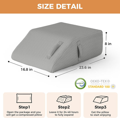 BIEEZZK Leg Elevation Pillow Blood Circulation, 23.6×16.8×8in, White/Grey