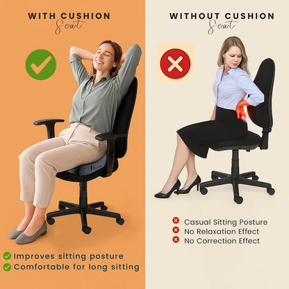 GRAND PITSTOP Seat Cushion Doctors Recommended - Premium Memory Foam Office Chair Cushion for Car, Airplane- Butt Pillow for Long Sitting Hip & Sciatica Pain Relief - Coccyx,Tailbone (Black)