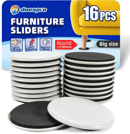 40PCS 1.4" Furniture Sliders for Hardwood Floors & Carpet, Self-Stick | PE Round Furniture Pads & Chair Glides for Hardwood Floors, Floor Protectors for Moving Furniture & Kitchen Appliances Easily