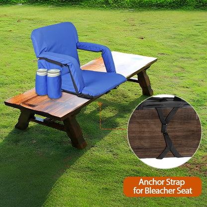 LEMY 20.5"/ 25" Wide Adjustable Stadium Seat for Bleachers Portable Water Resistant Stadium Chair with Back/Arms/Cushion for Outdoor or Indoor