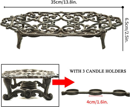 Sungmor Cast Iron Teapot Warmer - Rustic Design with Tealight Holder | Heavy Duty & Decorative Candle Holder Stands for Heat Food Coffee Milk or Tea