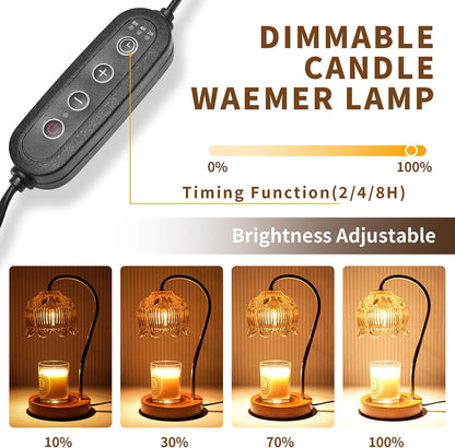 SupBri Candle Warmer Lamp with Timer & 4Bulbs, Pink Flower Glass Shdae