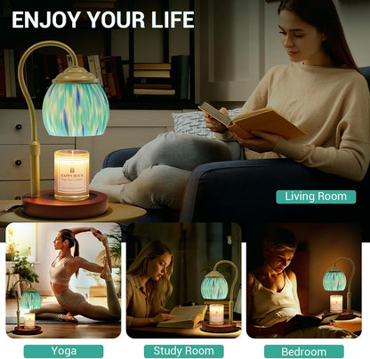 Candle Warmer Lamp - Electric Candle Lamps Timer Dimmer, Sunflower Tiffany Style Stained Glass Candle Warming Lamp Compatible with Jar Candles Valentine Birthday Gifts for Mom Friend Wax Melt Warmer