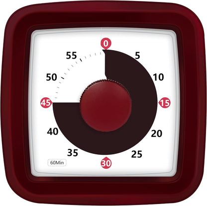 Visual Timer 60 Minute Timer Silent Countdown Clock – No Ticking, Gentle Ring with Mute Option, Timers for Kids Homework Classroom Management Kitchen Pasta, Adult Pomodoro & Deep Work, Purple
