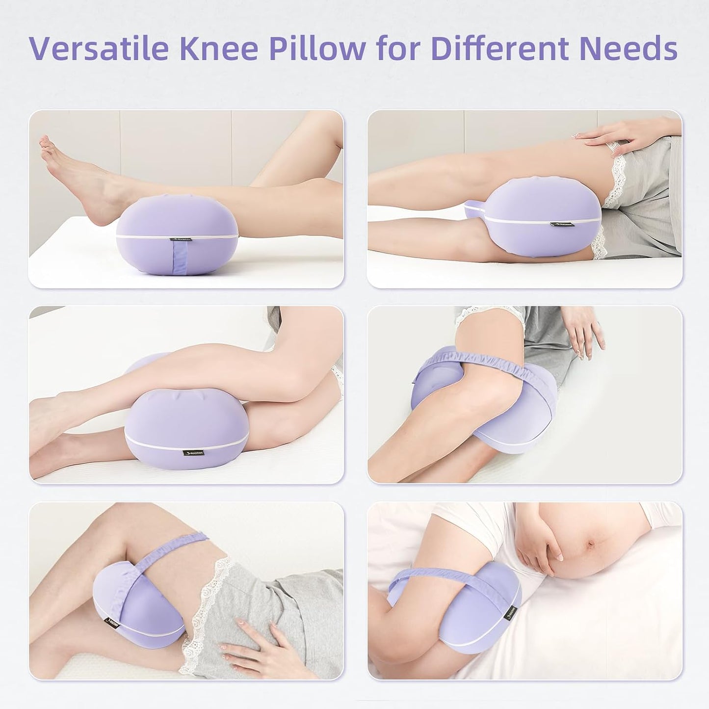 Knee Pillow for Side Sleepers - Cooling Pillow Between Legs for Side Sleeping - Memory Foam Knee Pillow with Strap for Hip Pain & Spine Alignment (Blue)