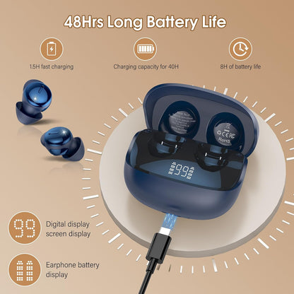 Sleep Earbuds Bluetooth 5.4, Mini Light-Weight Headphones for Side Sleepers | Features Sleep Mode & Built-in White Noise for Relaxing. 48H Battery & Clear Calls. Perfect Mini Earphones for Sound Sleep