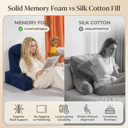 21 INCH Reading Pillow for Adults, Back Pillow for Bed Sitting Up, Backrest Pillow for Sitting in Bed, Detachable Arms with Built-in Cup & Phone Caddy (Gray, 21 INCH)