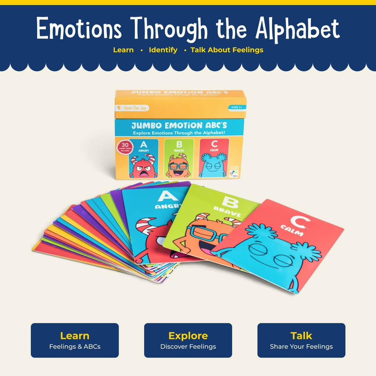 Open The Joy Jumbo Calming Cards, SEL Mindfulness Cards for Kids 3+