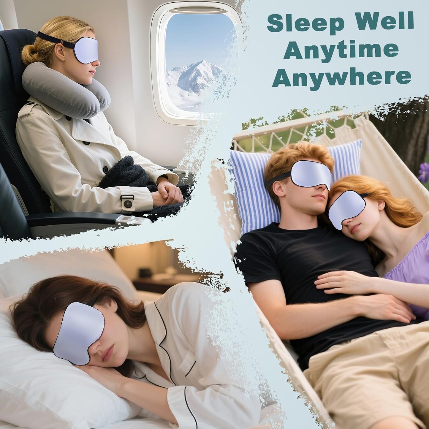 Sleep Mask for Side Sleeper Women Men, Eye Mask for Sleeping Light Blocking, 3D Contoured Cup Sleeping Mask, Soft Breathable Sleep Eye Mask with Adjustable Elastic Strap for Travel (Pastel Blue)