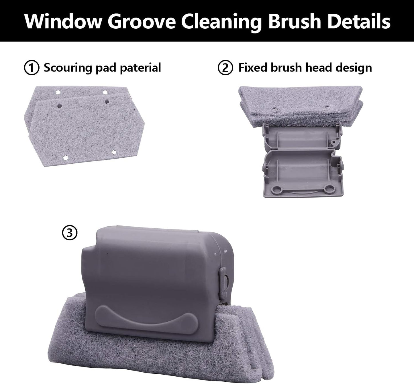 Koishu Magic Window Groove Cleaning Brush, Hand-held Window Track Cleaner Brushes Tools Set, Sliding Door Track Cleaner, Sill, Tile Lines, Shutter, Car Vents, Keyboard, Small Spaces Clean