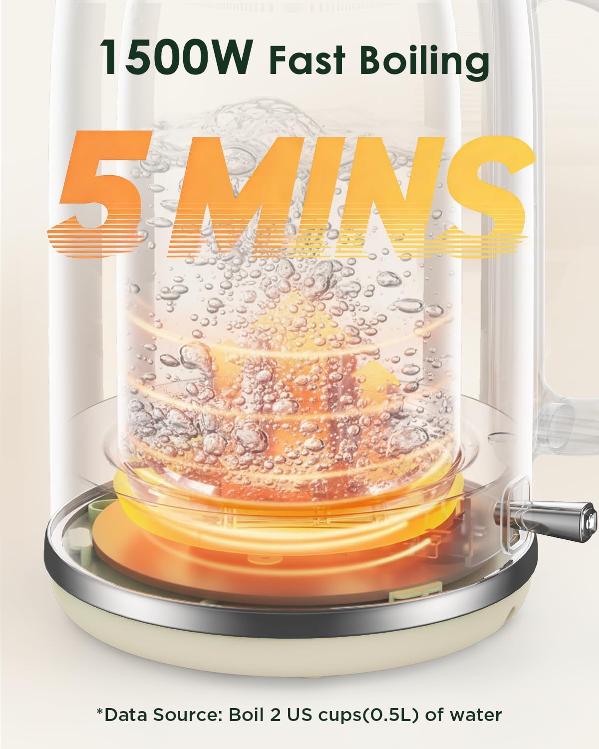 Electric Kettle 1.8L with Temperature Gauge, 1500W Fast Boiling Electric Tea Kettle, 100% Stainless Steel Retro-Style Hot Water Kettle Electric - Glowing LED Light, Auto Shut-Off & Boil-Dry Protection