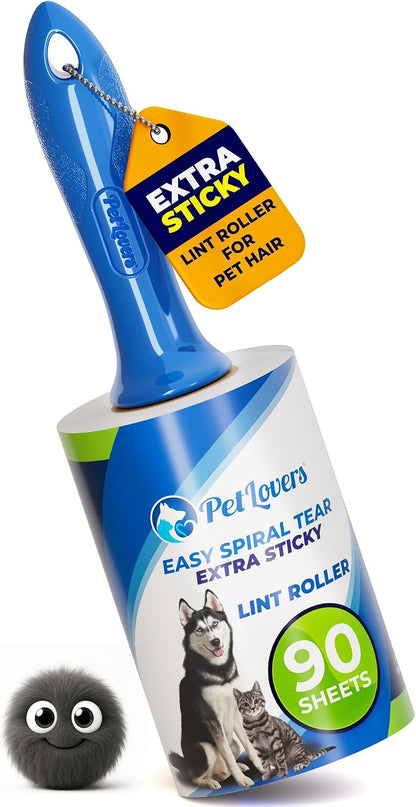 PetLovers Extra Sticky Lint Roller Mega Value Set 450 Sheets for Pet Hair Removal and Clothes, Dog and Cat Lint Remover 5 Pack