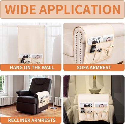 HAOMAIJIA Sofa Armrest Organizer, Remote Control Holder for Recliner Couch | Anti Slip Arm Chair Bedside Caddy Storage Organizer With 6 Pockets For Cell Phone Tv Remote Control Magazines (brown)