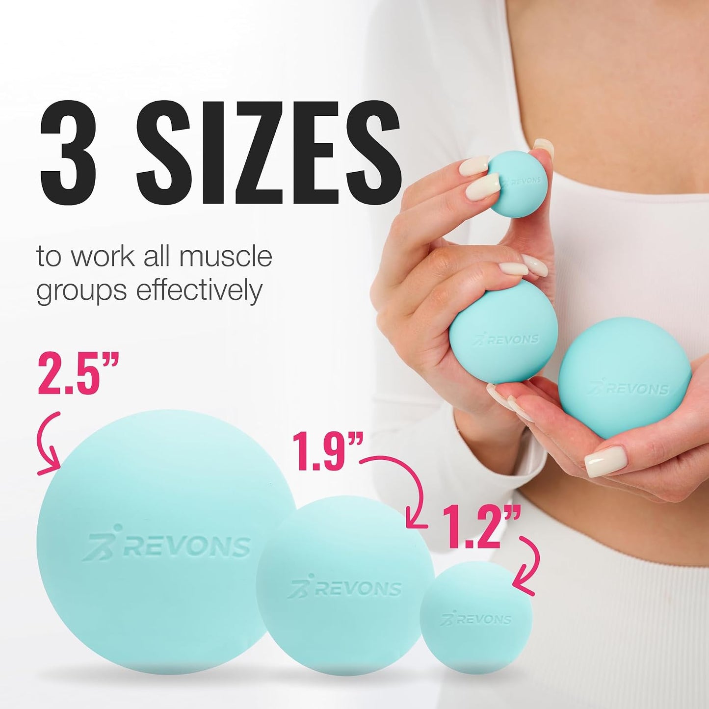3 in 1 Massage Ball Set - Lacrosse Balls for Myofascial Release, Back Pain Relief, Face Fitness, Trigger Points, Yoga, Physical Therapy, Muscle Recovery and Soft Deep Tissue Massage (Pink)