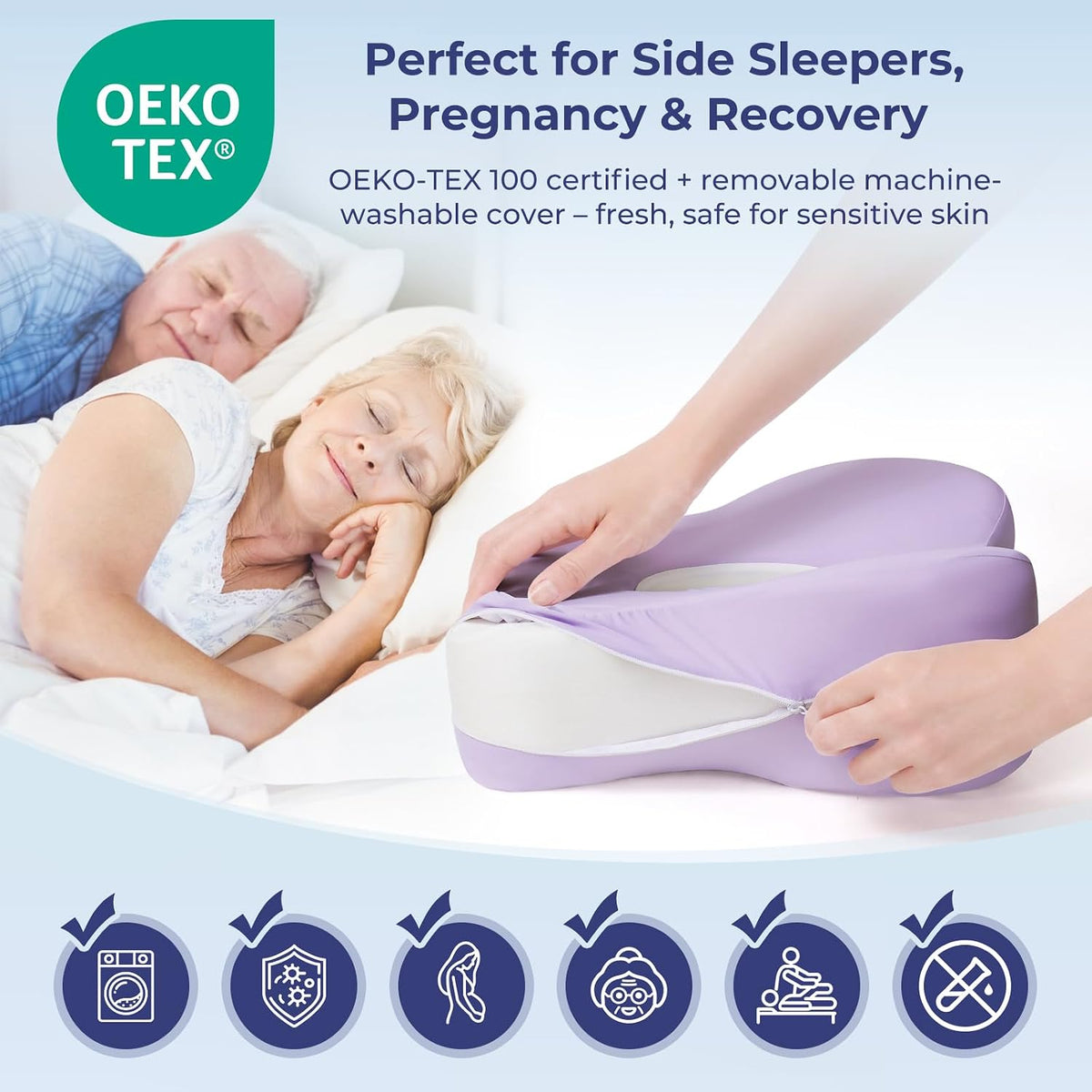13" Extended-Length Knee Pillow for Side Sleepers with Full Thigh Support