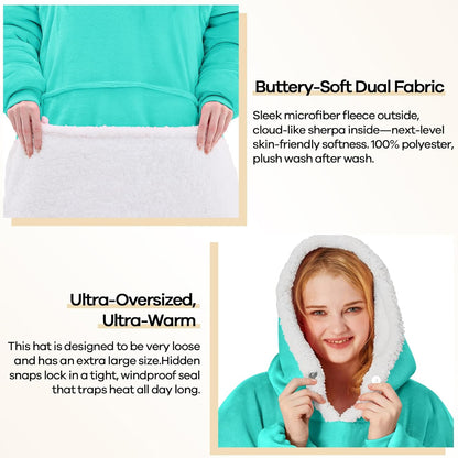 yescool Wearable Blanket Hoodie, Flannel Sherpa Fleece Blanket Sweatshirt for Adults Women Men,One Size Fits All - Colors B