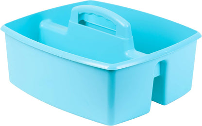 Storex 2-Compartment Large Cleaning Caddy – Multipurpose Supply Organizer with Handle - Black, 1-Pack (00973A06C)