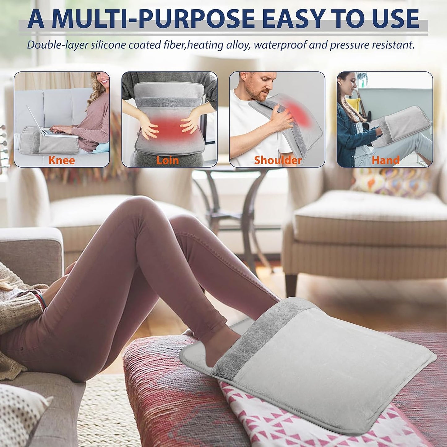Electric Foot Warmer with LCD Display, Double Sided Foot Heating Pad | 9 Heat Levels & 3 Timers, Fast Heating, Machine Washable Non-Slip Foot Warmer for Bed Under Desk Office, Gift for Women Men