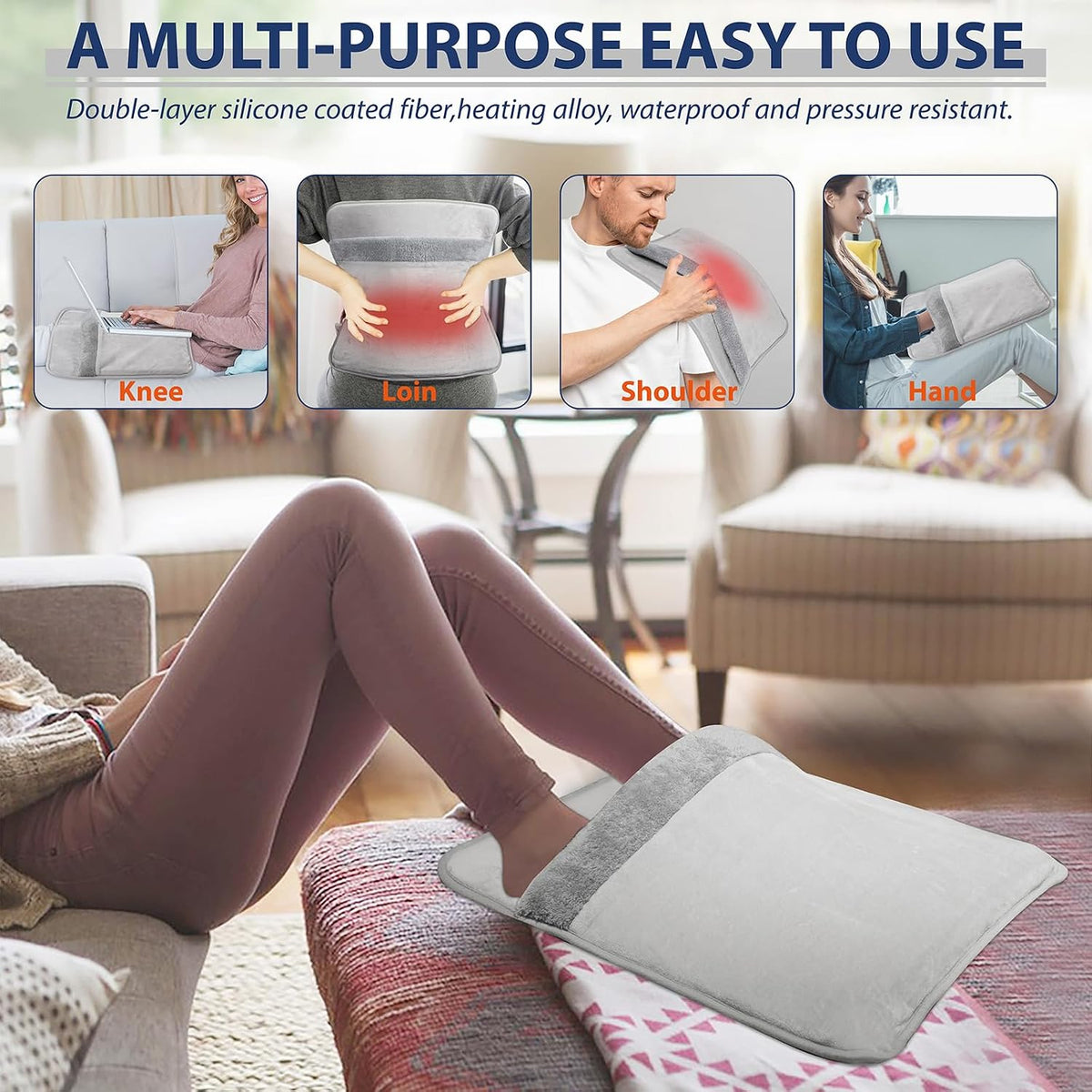 Electric Foot Warmer with LCD Display, Double Sided Foot Heating Pad