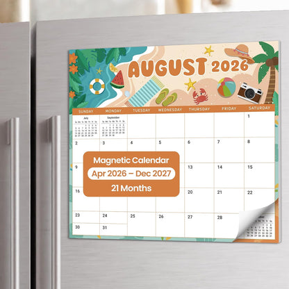 2026-2027 Magnetic Calendar for Refrigerator, Apr 2026-Dec 2027 | 21-Month Fridge Calendar 2026-2027 for Home Planning, Scheduling and Easy Organization, Greenery