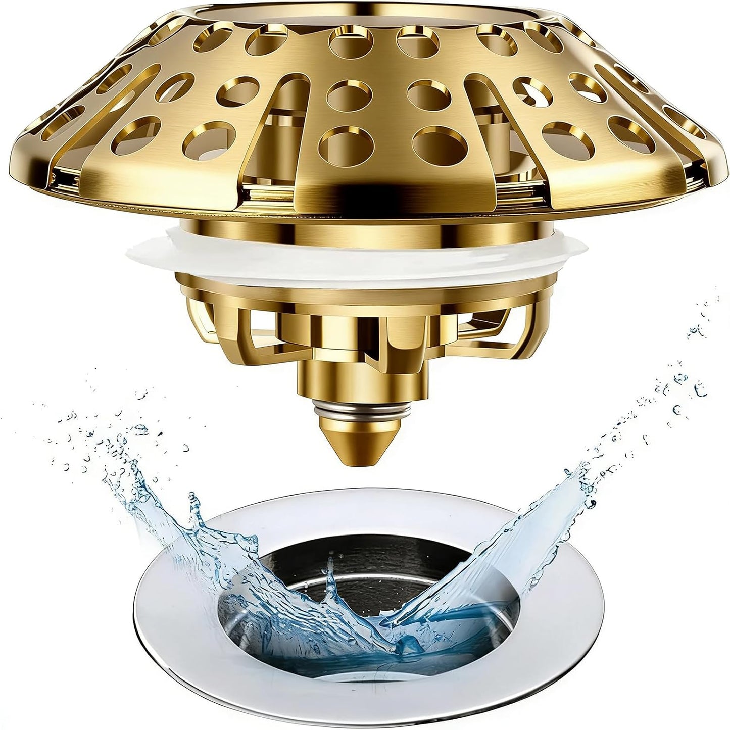 AzWzz Universal Tub Stopper Bathtub Drain Plug, Pop Up Tub Drain Hair Catcher, Drain Cover with Strainer, for 1-3/8 to 2in Bath Drain Hole