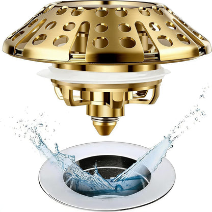 AzWzz Universal Tub Stopper Bathtub Drain Plug, Pop Up Tub Drain Hair Catcher, Drain Cover with Strainer, for 1-3/8 to 2in Bath Drain Hole