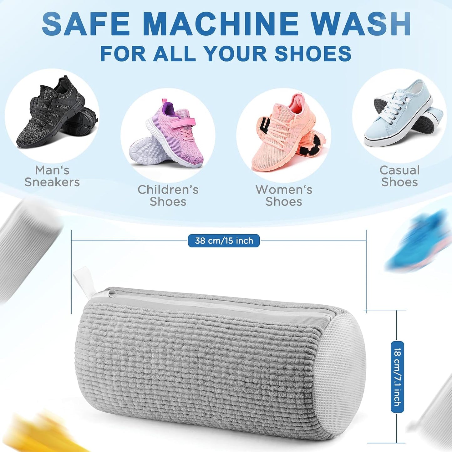 Aship Shoe Washing Machine Bag, Laundry Shoes Bag for Washer & Dryer - 2PC Reusable Shoe Cleaning Bag for Sneakers,Tennis Shoes, 360° Deep Cleaning With Self-locking Zipper for All Shoes Sizes - White