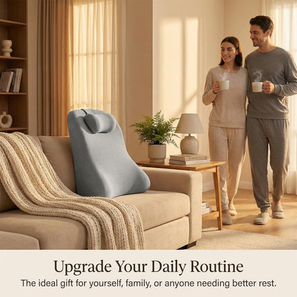 Back Wedge Pillow for Sofa, Lumbar Support Reading Pillow for Bed, Back Support Cushion for Sitting Up, Angled Design for Relaxing, Bedtime and Night Comfort (Light Gray)