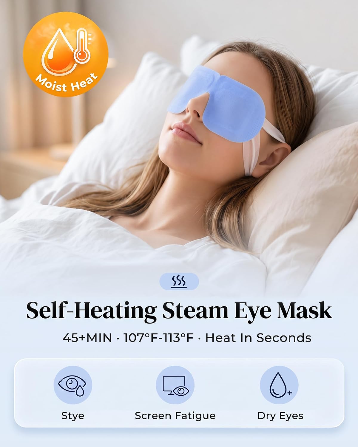 16 Pack Self-Heating Steam Eye Mask, Moist Warm Compress for Stye, FSA&HSA | Disposable Unscented Dry Eye Pads, Heated Eye Masks, Travel Essentials, Spa, Self-Care Eye Care Relaxation Gift