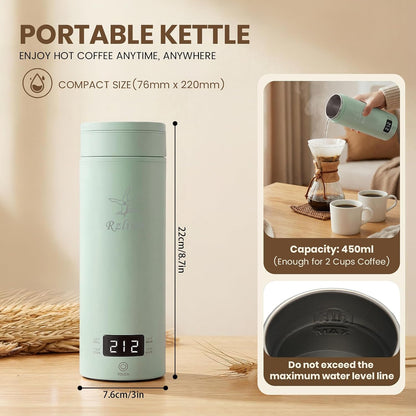 Portable Electric Kettle （120V）, Travel Tea Kettle, 316 Stainless Steel Premium Liner, 4-speed Temperature Adjustment with Auto Shut-off and Boil-Off Protection black