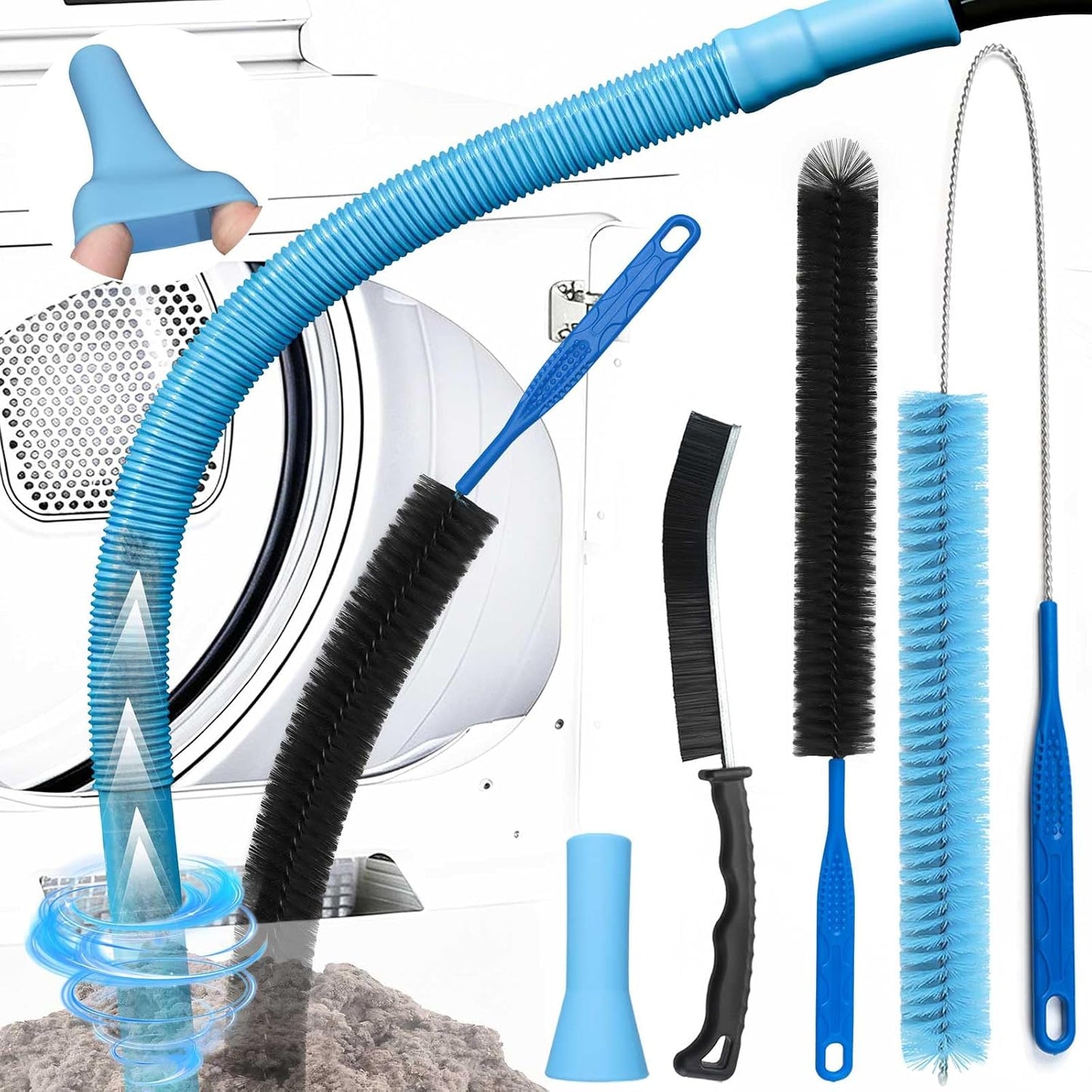 Dryer Vent Cleaner Kit with Dryer Vacuum Hose Attachment | 4-in-1 Multi-Lint Remover Brush, Suitable for Most Vacuum Cleaners, for Efficient, Safe, and Thorough Dryer Lint Cleaner Tool