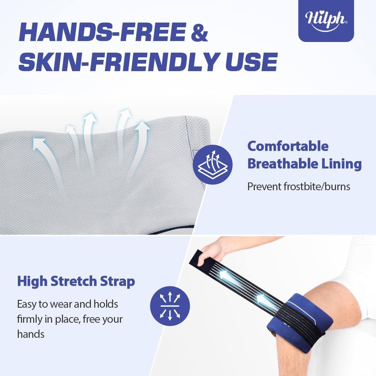 Hilph Ice Packs for Injuries 2 Pack, Hot Cold Gel Therapy Wrap with Strap