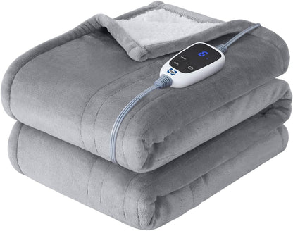 Sealy Electric Throw Blanket Heated Flannel & Sherpa Auto Shutoff 50"x60"