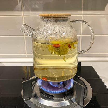 TMOST Glass Teapot with Spout Infuser 1600ml/54oz Glass Kettle Glass Pitcher Teapot for Loose Leaf Tea & Blooming Tea, Stovetop & Microwave Safe