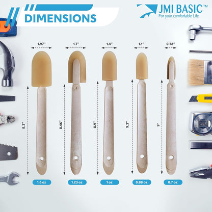 JMIBASIC Grout Caulk Finishing Tool - Multi Size 4 Pieces Set - Smooth Grout Sealant Silicone Caulking Tool - Rubber Spatula Spreader - Grout Sealer Applicator - Ergonomic Handle Grip_ABS (1.1 Inch)