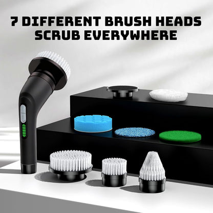 Electric Spin Scrubber for Bathroom: Shower Cleaner Brush with Long Handle (White1)