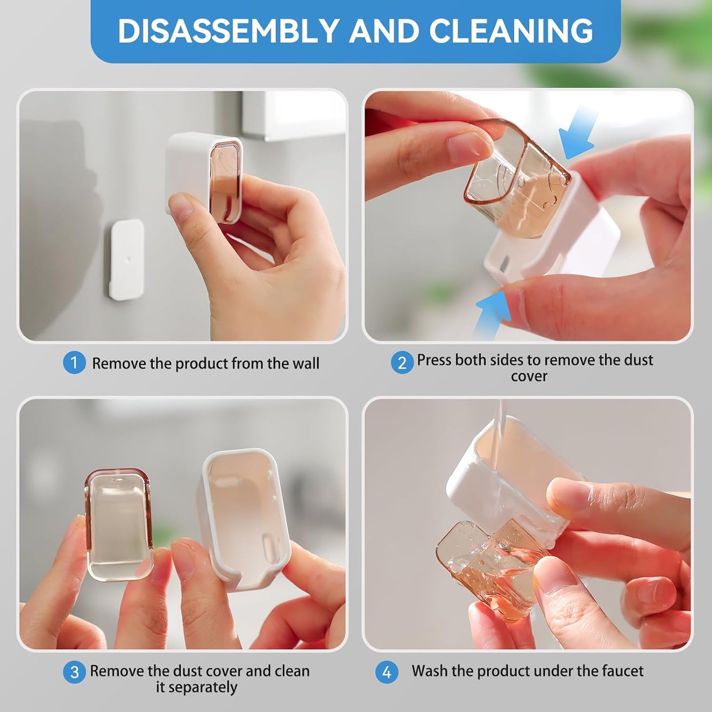 MOPMS Single Slot Toothbrush Holders Wall Mounted with Cover for Bathrooms | 2PCS Toothbrush Cover for Shower, Single Toothbrush Dispenser Storage Organizer for Family & Travel