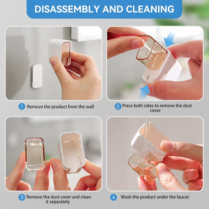 MOPMS Single Slot Toothbrush Holders Wall Mounted with Cover for Bathrooms | 2PCS Toothbrush Cover for Shower, Single Toothbrush Dispenser Storage Organizer for Family & Travel