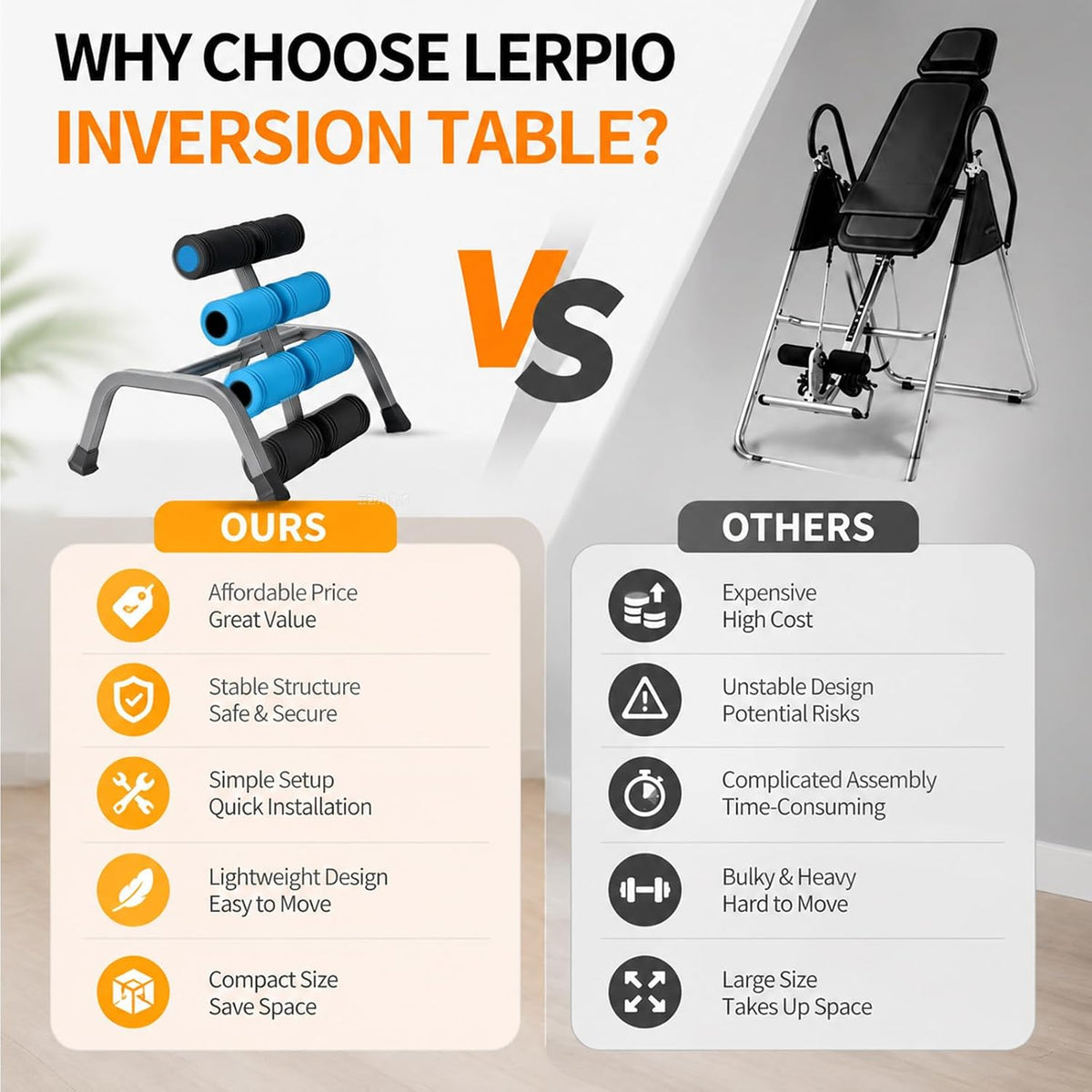 Mini Inversion Table, Spinal Decompression Table Rollers