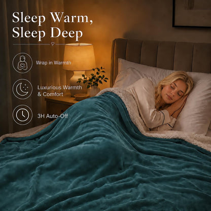 Electric Heated Blanket Full Size 72"x84" – Light Gray | ETL for Safe Overnight, 4 Heat Settings & 10H Auto Off, Dual-Sided Microplush Sherpa for Home Night, Machine washable