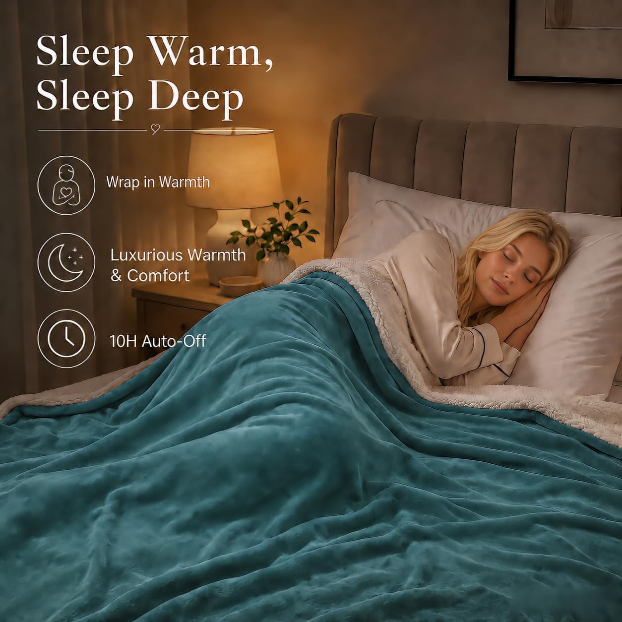 Electric Heated Blanket Full Size 72"x84" – Light Gray | ETL for Safe Overnight, 4 Heat Settings & 10H Auto Off, Dual-Sided Microplush Sherpa for Home Night, Machine washable