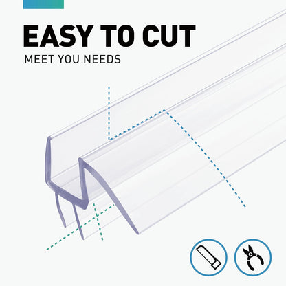 Shower Door Seal | 4 PCS 3/8" x 77" Frameless Glass Door Side Seal and Bottom Seal Door Sweep, Stop Shower Leaks Create a Water Barrier