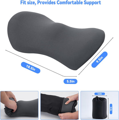 Lumbar Pillow, Memory Foam Lumbar Support Pillow for Office Chair and Car Seat, Ergonomic Streamline Back Pillow for Lower Back Pain Relief, Back Support Pillow for Sitting, Driving, Traveling
