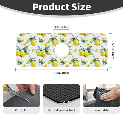 Abstract Flower Blooming Floral Watercolor Kitchen Sink Splash Guard Faucet Mat Super Absorbent Fast Drying Mat Sink Gadgets-Fast Drying Pad Sink Mat For Kitchen Bathroom (15" X 5.5" )